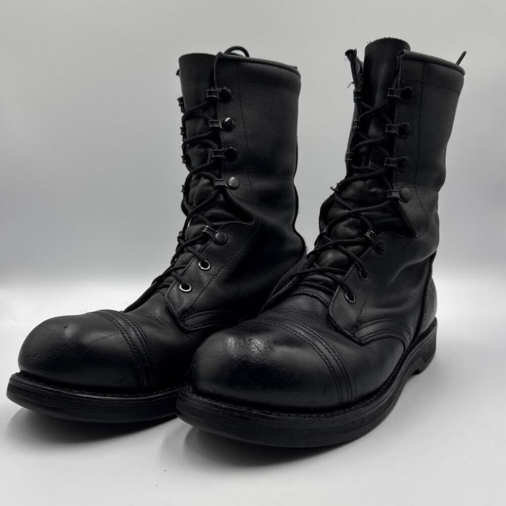 Leather Combat Boots Mens 8.5 EU42 Vibram Goth Punk 90sGrunge Cyberpunk NOTE